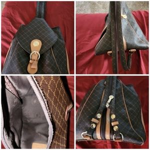 Rioni Brown Backpack zip strap convertible